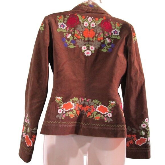 Vintage Yank Americano Embroidered Brown Velvet Western BoHo Jacket Medium GUC - Picture 2 of 16